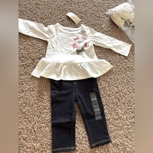 Baby White Top and Dark Jeans Set